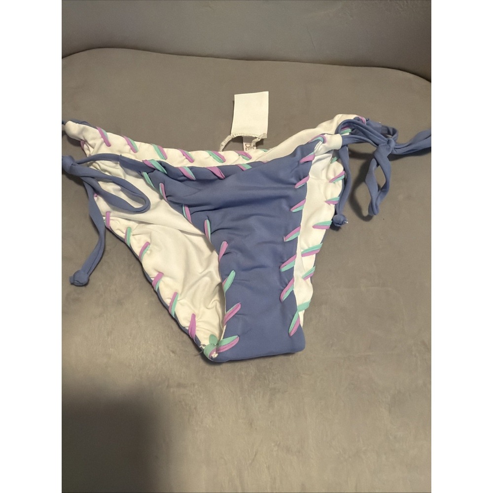 Becca Reversible Camille Hipster Bikini Bottom [Size XS ] Blue White